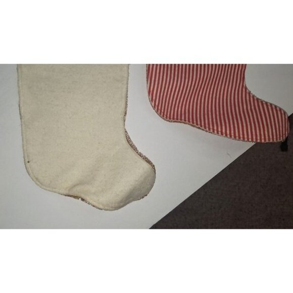 Lot Of 2 Handmade Felt Xmas Stockings Pixies Fairies Red White - Picture 11 of 16